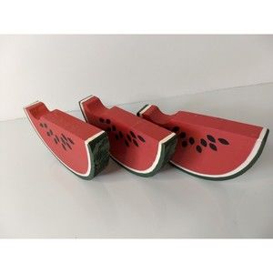 Wooden WATERMELON Slices Hanging Wall Decor Vintage‎ HomeCo Summer Farmhouse NEW